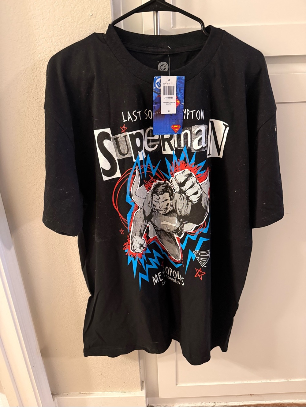 DC Comics Black Superman Comic Action Graphic Tee from Box Lunch